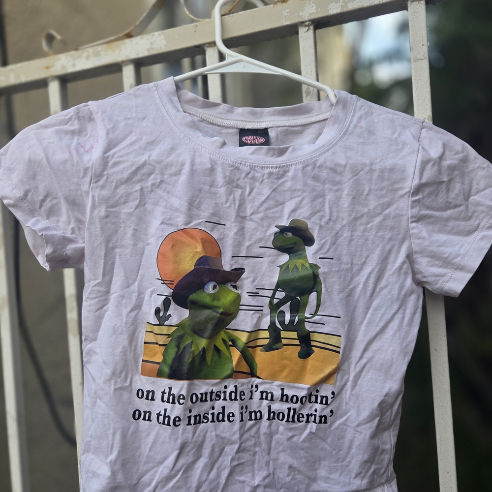 Cherry Kitten Cowboy Kermit crop top